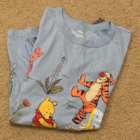 Disney Light Blue T-Shirt with Winnie the Pooh Characters - Picture 1 of 4